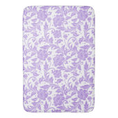 White & Lavender Glittery Damasks Pattern Badematte (Vorderseite Vertikal)