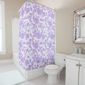White & Lavender Glittery Damasks Pattern Duschvorhang (Beispiel)