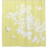 White leafy branch and butterflies in profile duschvorhang (Vorderseite)