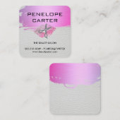 White Leather Glamour Kiss Salon Stylist Quadratische Visitenkarte (Vorne/Hinten)