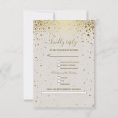 White Leather Gold Confetti Song Anfrage Hochzeit RSVP Karte (Vorderseite)