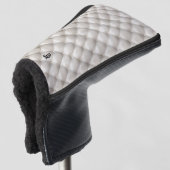 White Leather Quilted Texture Background Golf Headcover (3/4 Vorderseite)