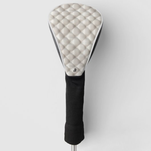 White Leather Quilted Texture Background Golf Headcover (Vorderseite)