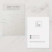 WHITE LEATHER TEXTUR NECKLACE EARRING DISPLAY VISITENKARTE (Vorne/Hinten)