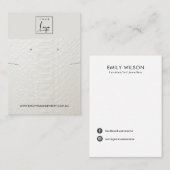 WHITE LEATHER TEXTUR NECKLACE EARRING DISPLAY VISITENKARTE (Vorne/Hinten)