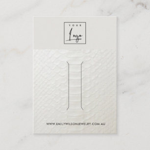 WHITE LEATHER TEXTURE HAIR CLIP DISPLAD CARD VISITENKARTE