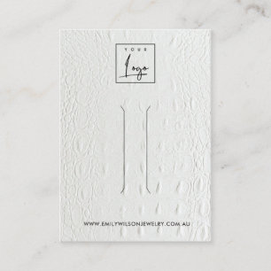 WHITE LEATHER TEXTURE HAIR CLIP DISPLAD CARD VISITENKARTE