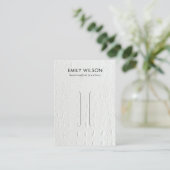 WHITE LEATHER TEXTURE HAIR CLIP DISPLAD CARD VISITENKARTE (Stehend Vorderseite)