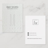 WHITE LEATHER TEXTURE HAIR CLIP DISPLAD CARD VISITENKARTE (Vorne/Hinten)