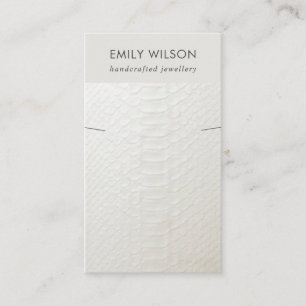 WHITE LEATHER TEXTURE NECKLACE BRACELET DISPLAY VISITENKARTE