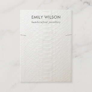 WHITE LEATHER TEXTURE NECKLACE BRACELET DISPLAY VISITENKARTE