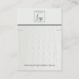 WHITE LEATHER TEXTURE NECKLACE BRACELET DISPLAY VISITENKARTE