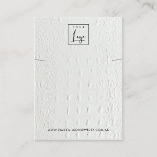 WHITE LEATHER TEXTURE NECKLACE BRACELET DISPLAY VISITENKARTE