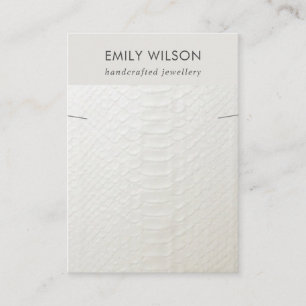 WHITE LEATHER TEXTURE NECKLACE BRACELET DISPLAY VISITENKARTE