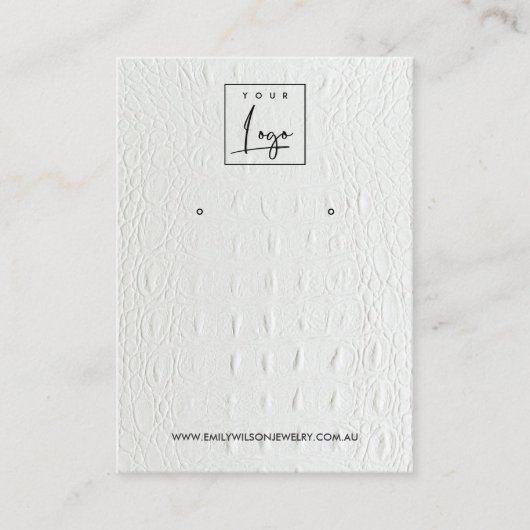 WHITE LEATHER TEXTURE STUD EARRING DISPLAY CARD VISITENKARTE (Vorderseite)