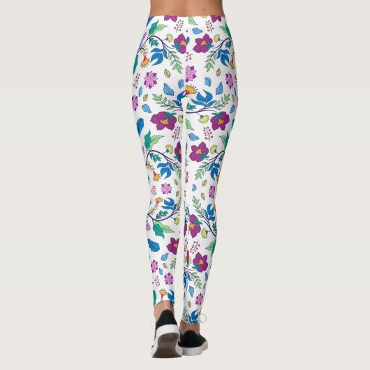 White leggings with vibrant floral patterns (Rückseite)