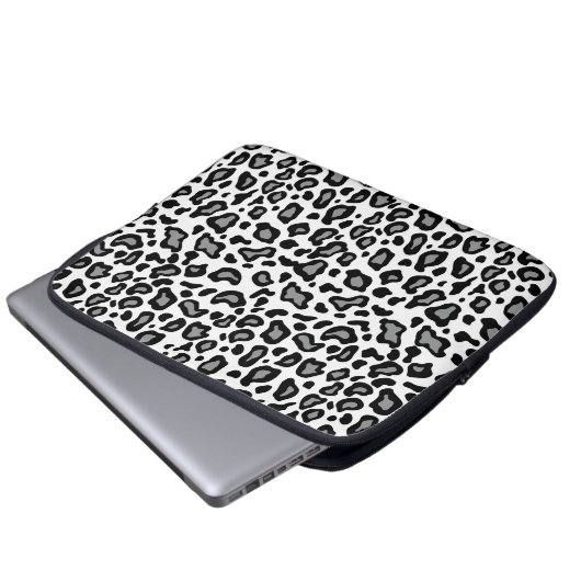 White Leopard Laptop Sleeve (Vorne Knopf)