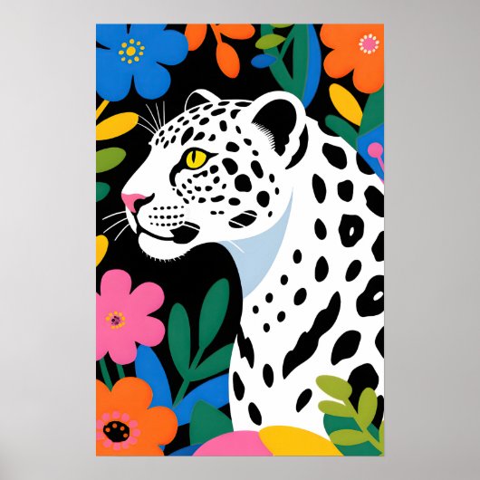 White Leopard Pop Art  Poster (Vorne)
