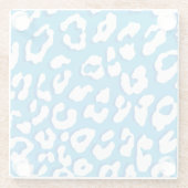 White Leopard Print Blue Glasuntersetzer (Rückseite)