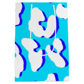 White Leopard Print Blue Navy Mittlere Geschenktüte (Rückseite)