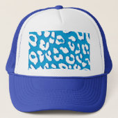 White Leopard Print Blue Truckerkappe (Vorderseite)