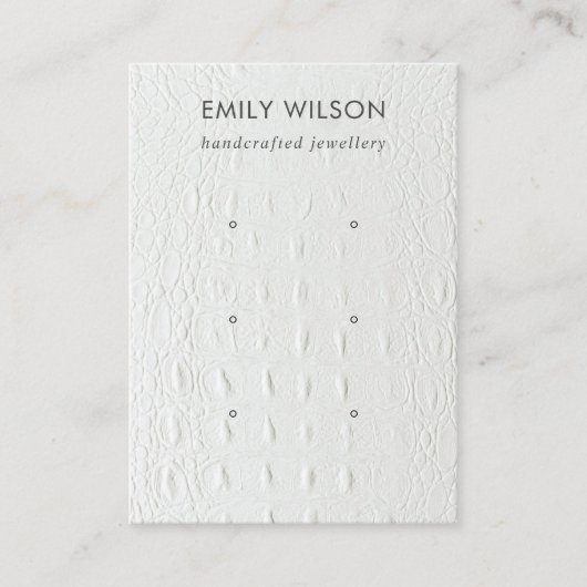 WHITE LETHER TEXTURE 3 STUD EARRING DISPLAY VISITENKARTE (Vorderseite)