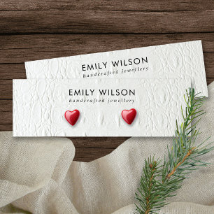 WHITE LETHER TEXTURE STUD EARRING DISPLAKARTE MINI VISITENKARTE