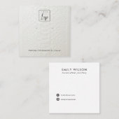 WHITE LETHER TEXTURE STUD EARRING DISPLAKARTE QUADRATISCHE VISITENKARTE (Vorne/Hinten)