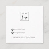 WHITE LETHER TEXTURE STUD EARRING DISPLAKARTE QUADRATISCHE VISITENKARTE (Rückseite)
