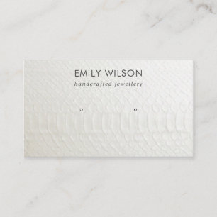 WHITE LETHER TEXTURE STUD EARRING DISPLAKARTE VISITENKARTE