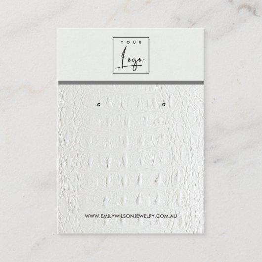 WHITE LETHER TEXTURE STUD EARRING DISPLAKARTE VISITENKARTE (Vorderseite)
