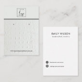 WHITE LETHER TEXTURE STUD EARRING DISPLAKARTE VISITENKARTE (Vorne/Hinten)