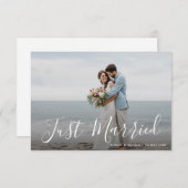 White Letter Just heiratete Hochzeitserklärung Dankeskarte (Vorne/Hinten)