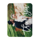 White Lettering Modernes Foto Hochzeit Vielen Dank Magnet (Vertikal)