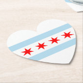 White Light Blue Red Stars Chicago Flag Herz Untersetzer (angewinkelt)