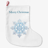 White Light Blue Weihnachts-Schneeflocke Großer Weihnachtsstrumpf (Vorderseite)