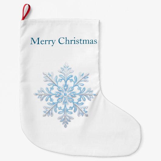 White Light Blue Weihnachts-Schneeflocke Großer Weihnachtsstrumpf (Vorderseite)