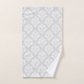 White & Light Gray Floral Damasks Pattern Badhandtuch Set (Handtuch)