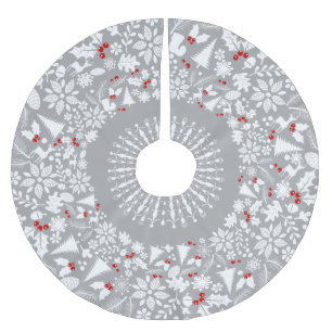 White & Light Gray Geometric Weihnachtsschreath Polyester Weihnachtsbaumdecke