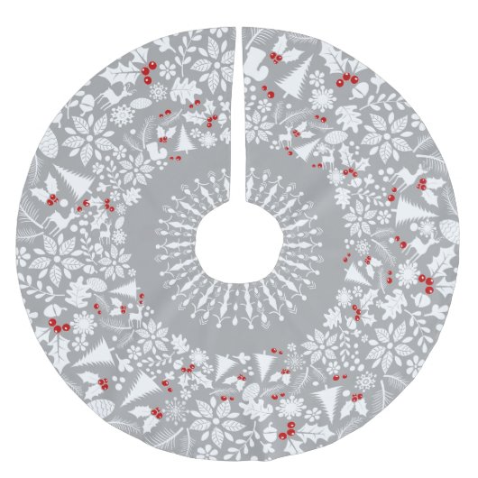 White & Light Gray Geometric Weihnachtsschreath Polyester Weihnachtsbaumdecke (Vorderseite)