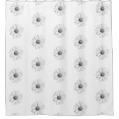 White light grey daisies / flowers allover print duschvorhang (Vorderseite)