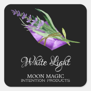 White Light Intention Candle Labels Quadratischer Aufkleber