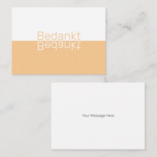 White & Light Orange Modern Dutch Danke Mitteilungskarte (Vorne/Hinten)