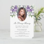 White Lila Calla Lily Foto Beerdigung Gedenkstätte Einladung (Stehend Vorderseite)