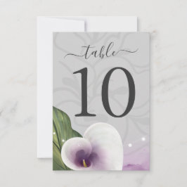 White Lila Calla Lily Wedding Tischnummer Cards