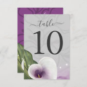 White Lila Calla Lily Wedding Tischnummer Cards (Vorne/Hinten)