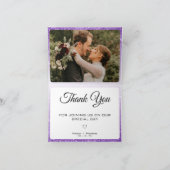 White & Lila Glitzer Ombre Foto Wedding Dankeskarte (Innenseite)
