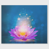 White Lila Lotus Blume Zen Blue Geschenkpapier (Flach)