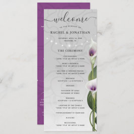 White Lila Watercolor Calla Lily Blume Hochzeit Programm