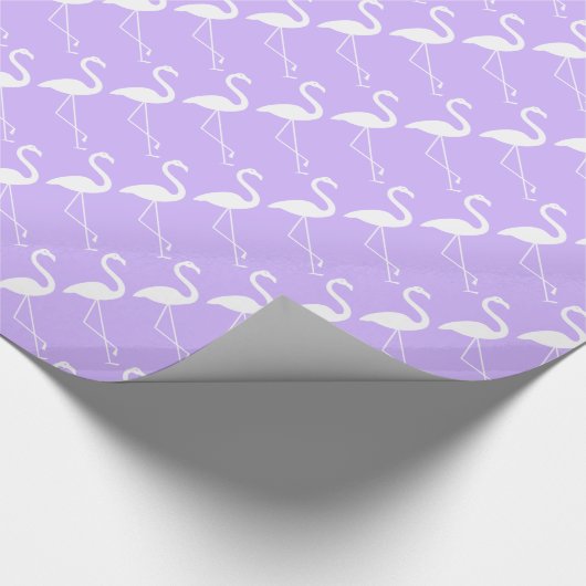 White & Lilac Flamingo Wrapping Paper Geschenkpapier (Ecke)
